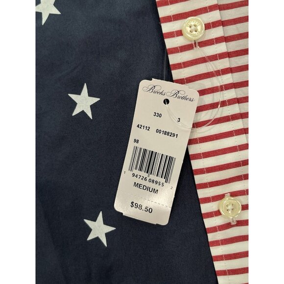 NWT Brooks Brothers American Flag Short Sleeve Shirt Men's Medium Regent Fit $99 - Picture 2 of 6